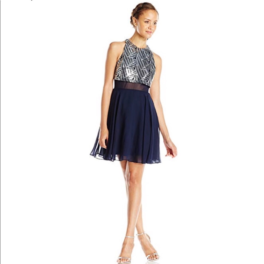 Sheer Waist Sequin Dress